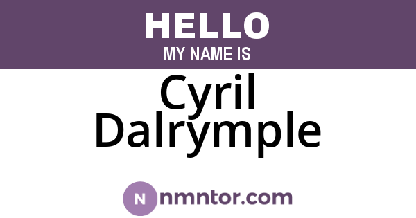 Cyril Dalrymple
