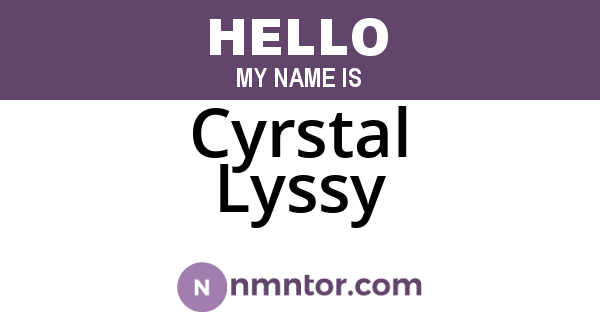 Cyrstal Lyssy