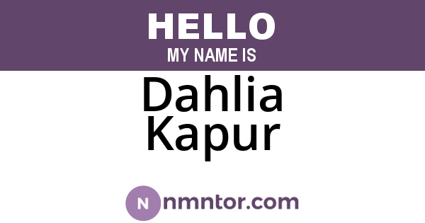 Dahlia Kapur