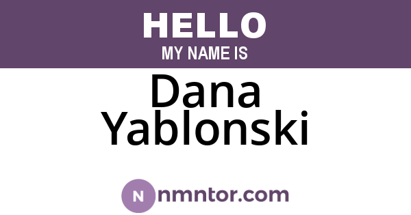 Dana Yablonski