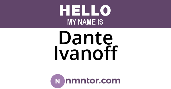 Dante Ivanoff