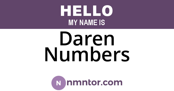 Daren Numbers