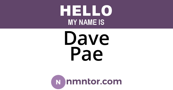 Dave Pae