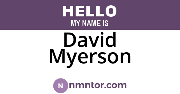 David Myerson