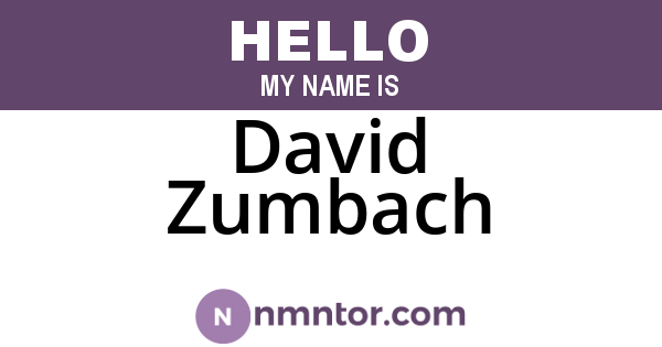 David Zumbach