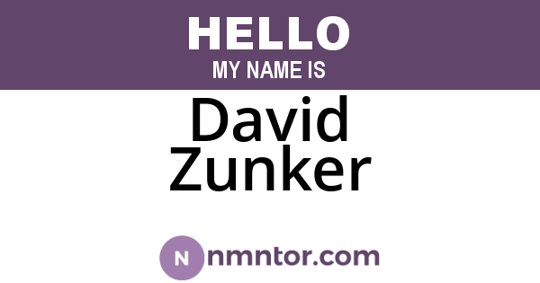 David Zunker