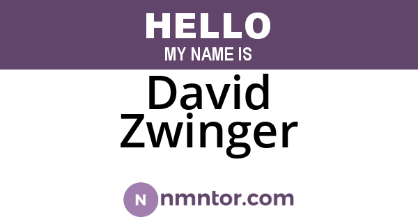 David Zwinger