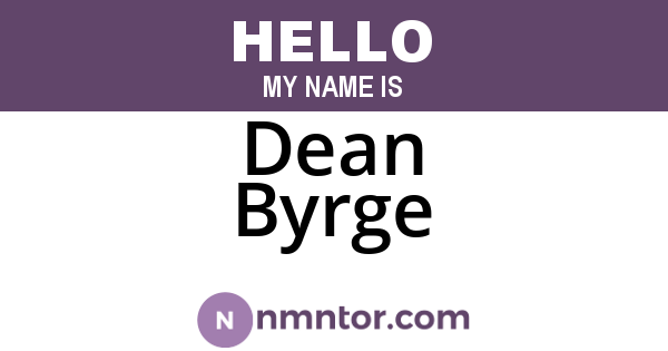 Dean Byrge