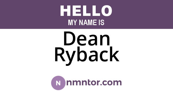 Dean Ryback