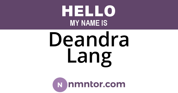 Deandra Lang