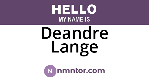 Deandre Lange