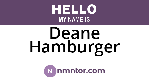 Deane Hamburger