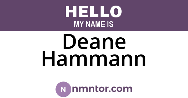 Deane Hammann