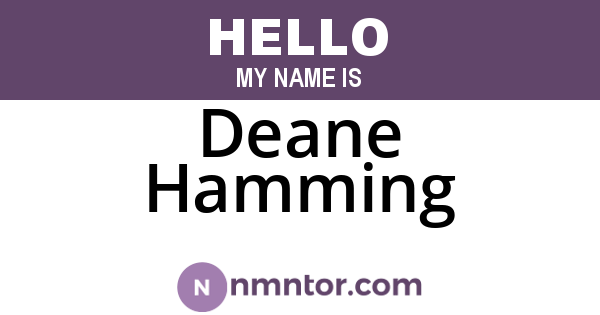 Deane Hamming