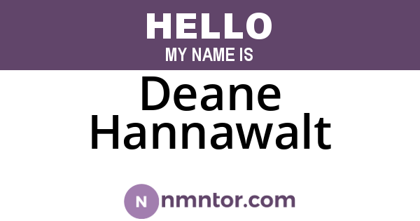 Deane Hannawalt