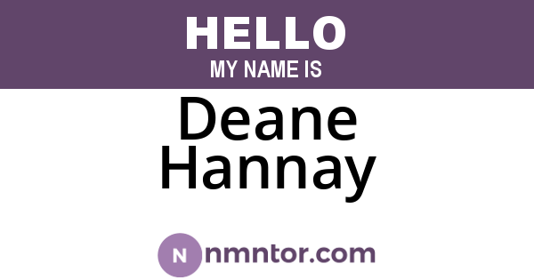 Deane Hannay