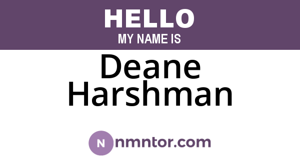 Deane Harshman
