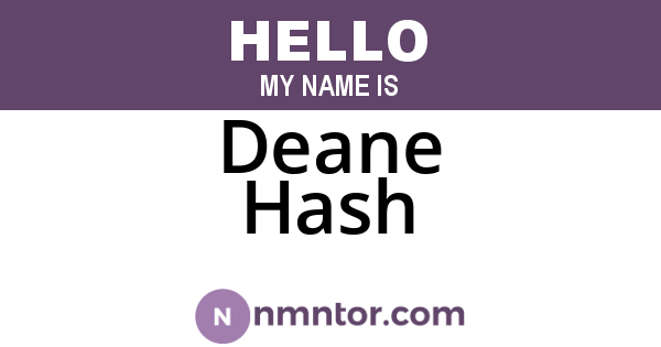 Deane Hash