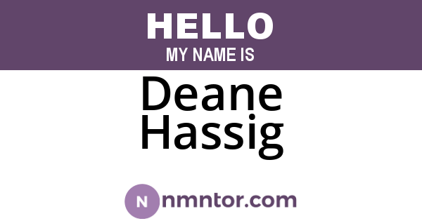 Deane Hassig