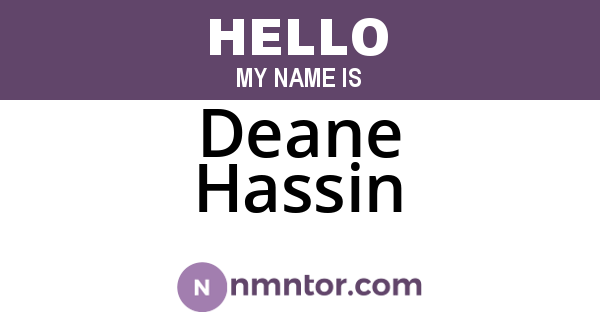 Deane Hassin