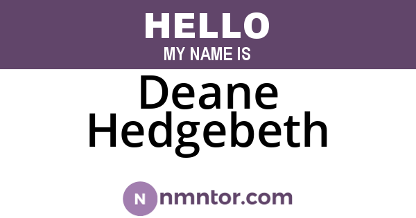Deane Hedgebeth
