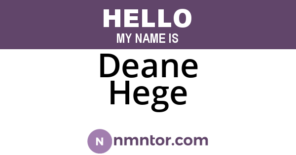 Deane Hege
