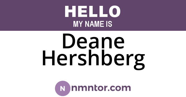 Deane Hershberg