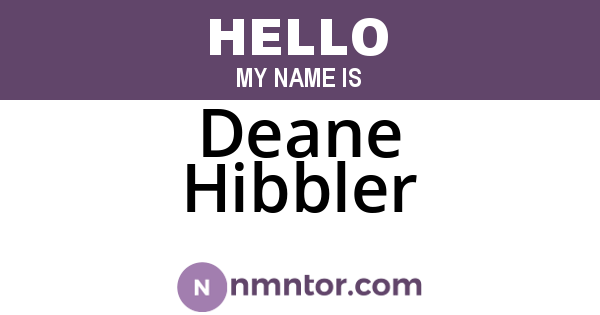 Deane Hibbler