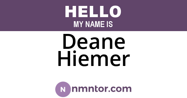 Deane Hiemer