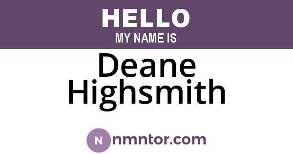 Deane Highsmith