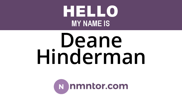 Deane Hinderman