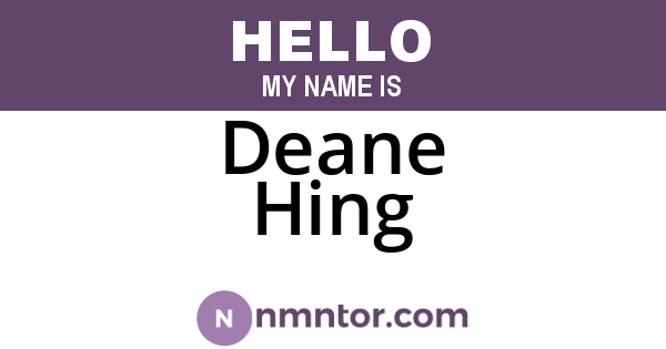Deane Hing