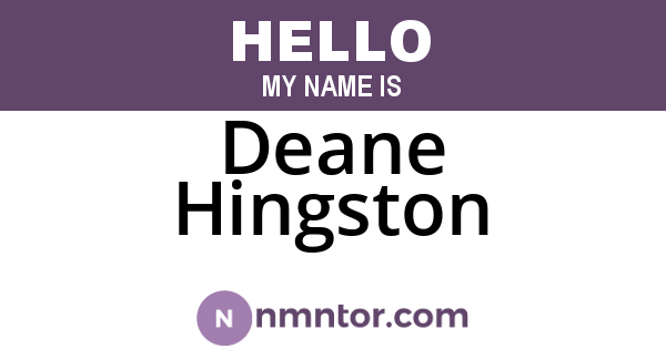 Deane Hingston