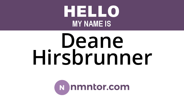 Deane Hirsbrunner