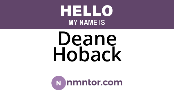 Deane Hoback