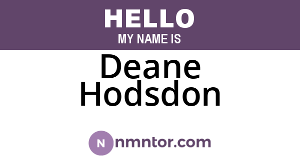 Deane Hodsdon