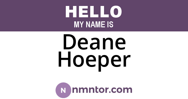 Deane Hoeper