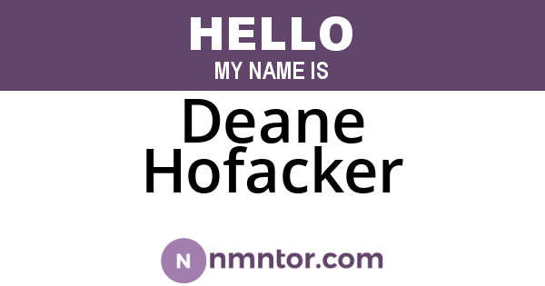 Deane Hofacker