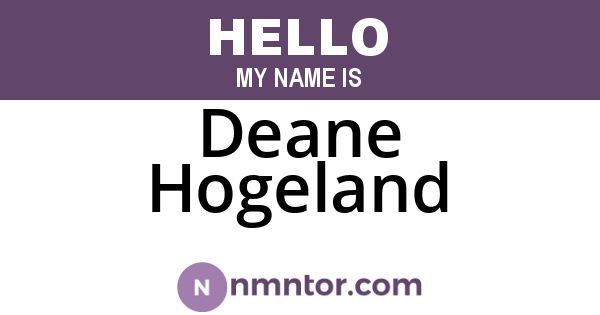 Deane Hogeland