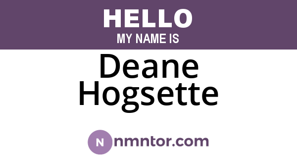 Deane Hogsette