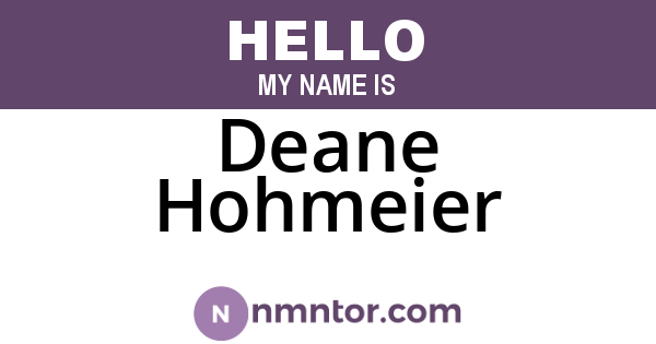 Deane Hohmeier