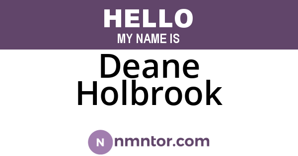 Deane Holbrook