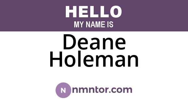 Deane Holeman