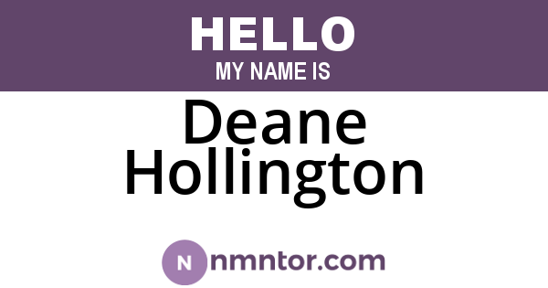 Deane Hollington