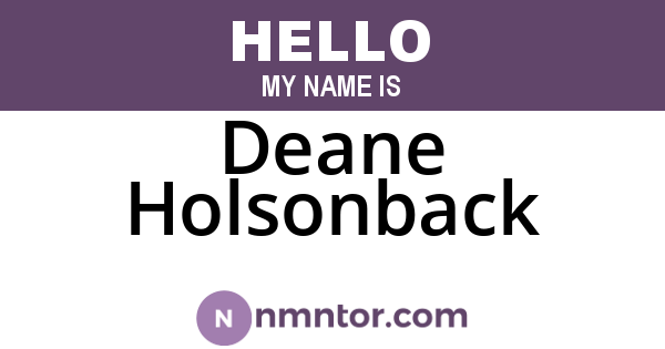 Deane Holsonback