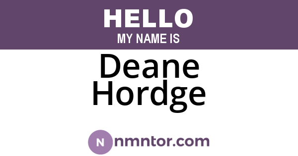 Deane Hordge