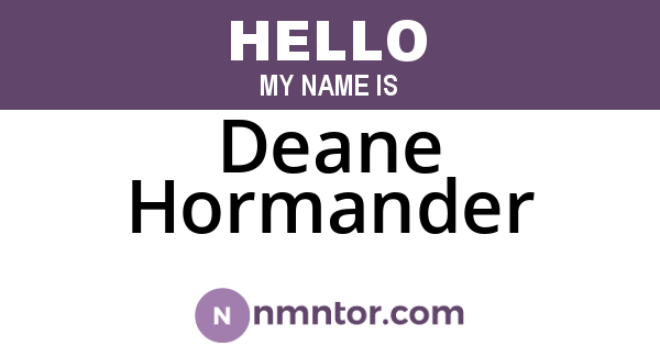 Deane Hormander