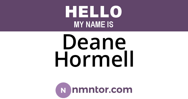 Deane Hormell