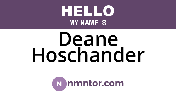 Deane Hoschander