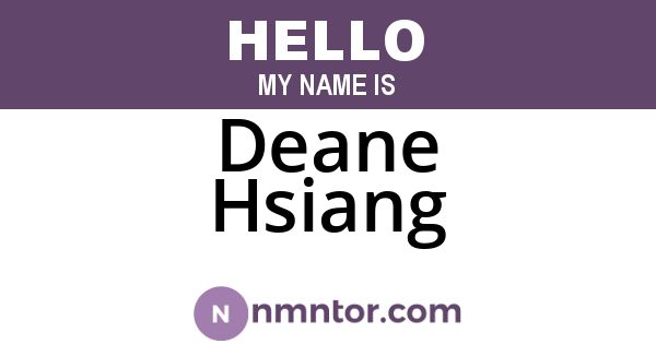 Deane Hsiang